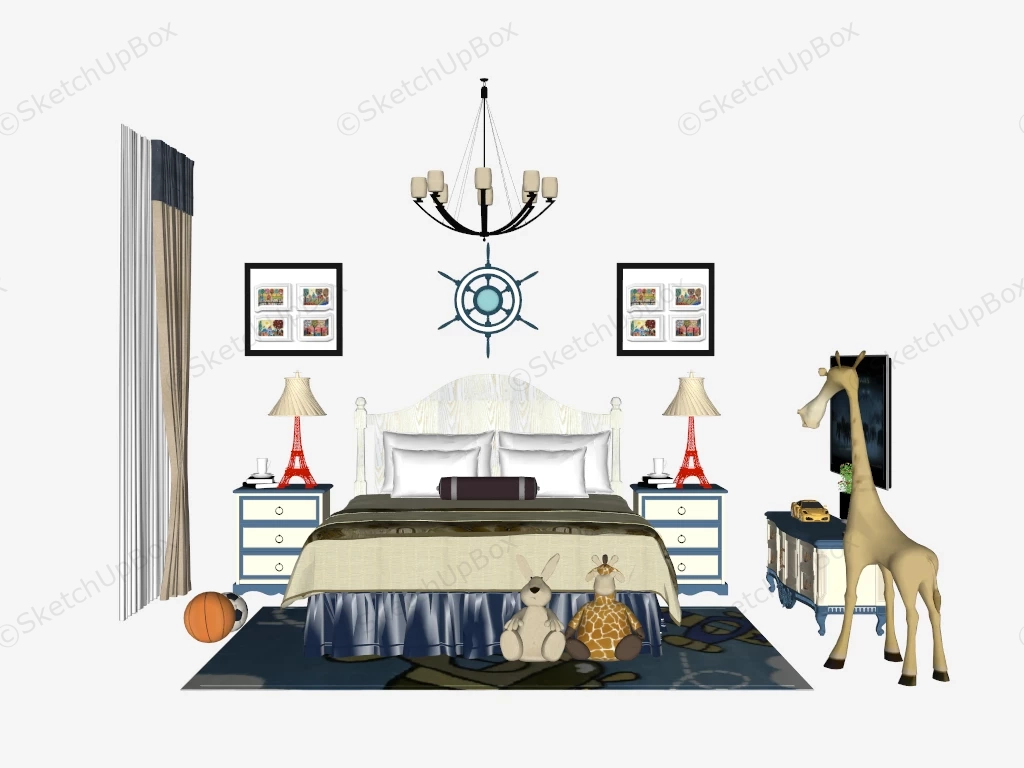 Nautical Theme Boys Room Idea sketchup model preview - SketchupBox