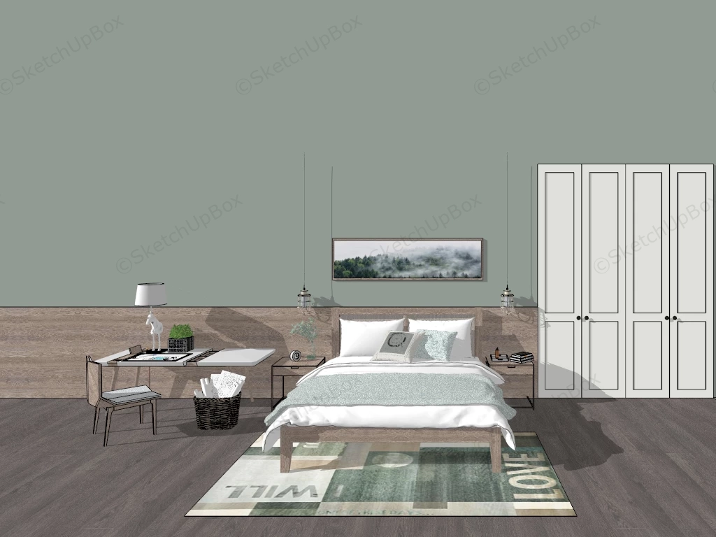 Designer Bedroom Idea sketchup model preview - SketchupBox