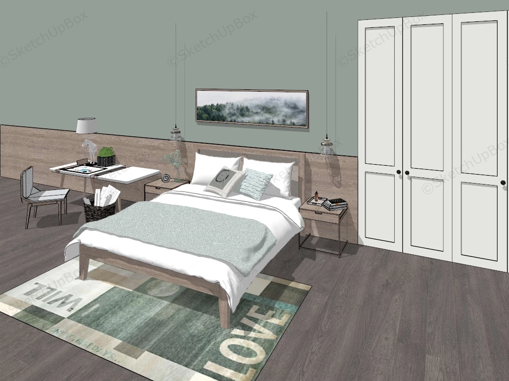 Designer Bedroom Idea sketchup model preview - SketchupBox