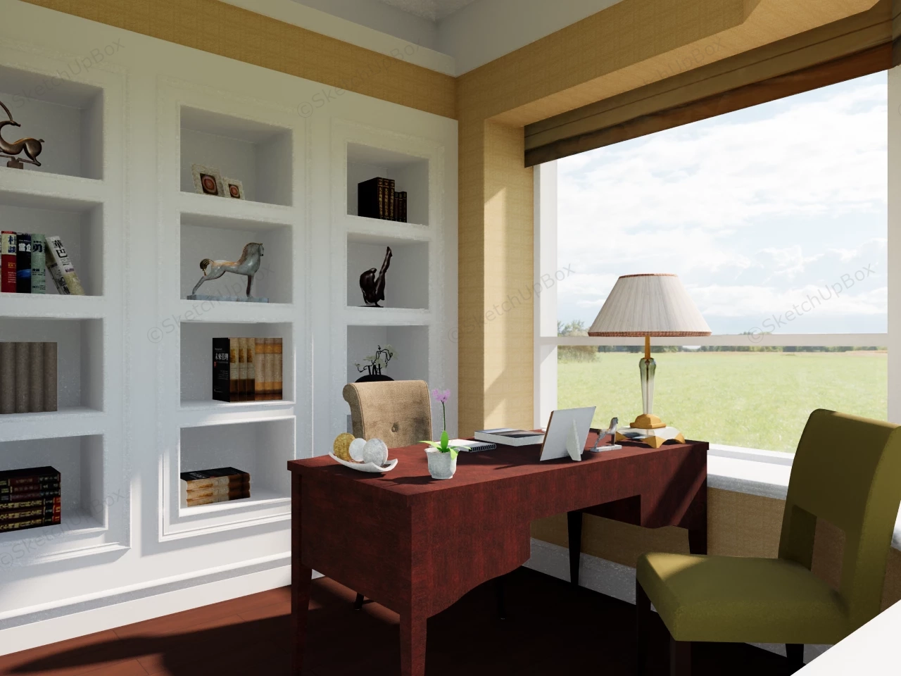 Corner Home Office Design Idea sketchup model preview - SketchupBox