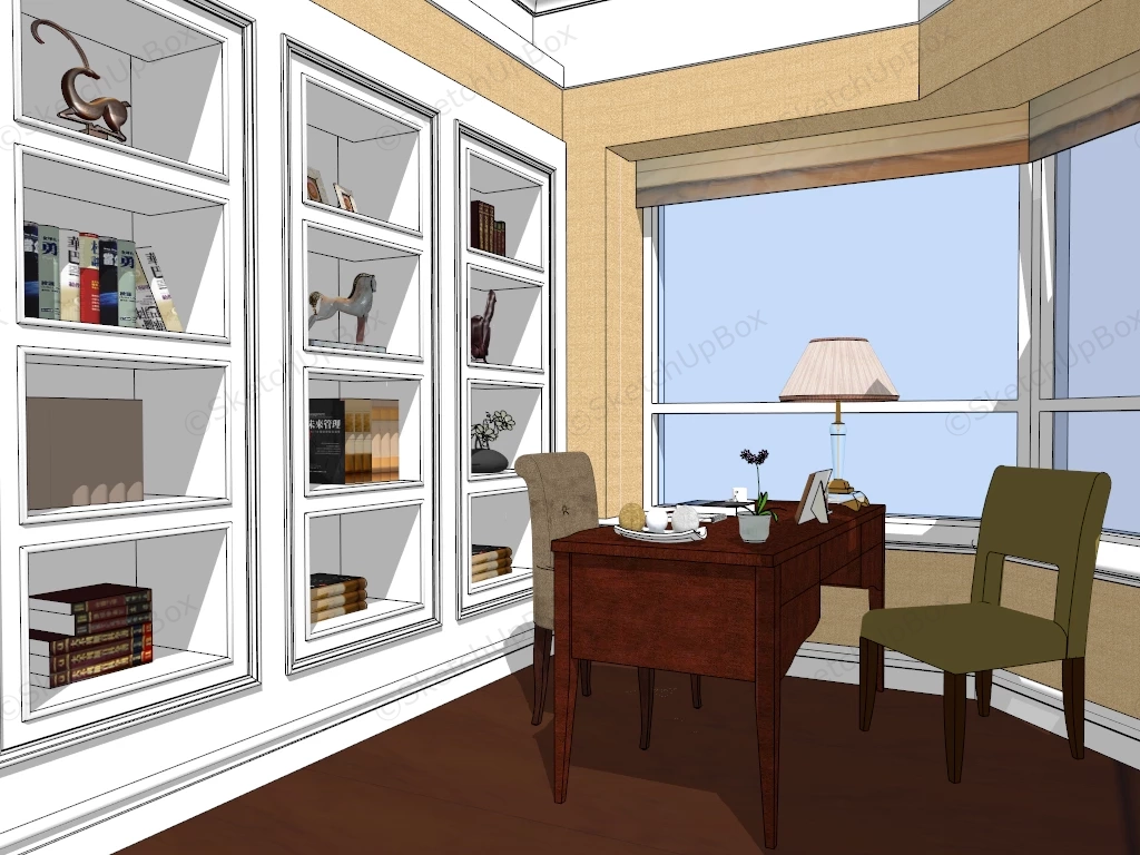 Corner Home Office Design Idea sketchup model preview - SketchupBox