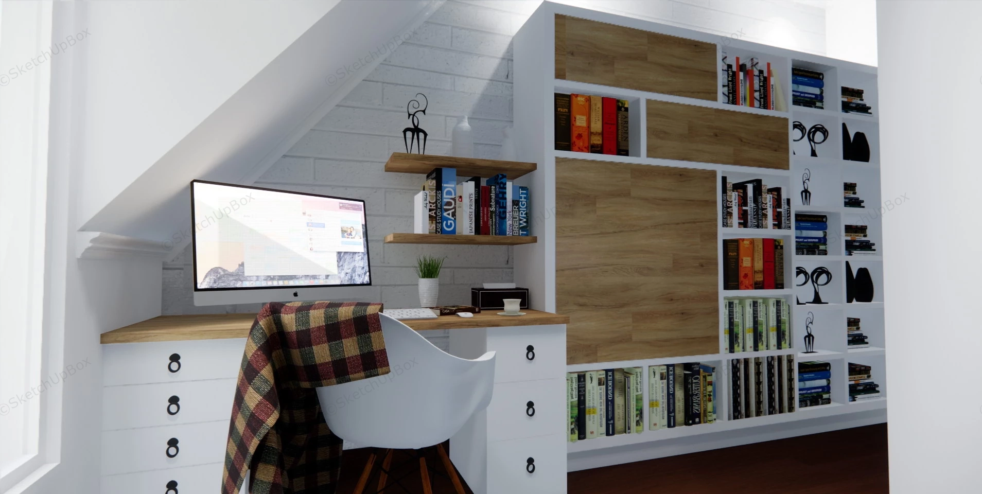 Small Home Office With Bed Idea sketchup model preview - SketchupBox