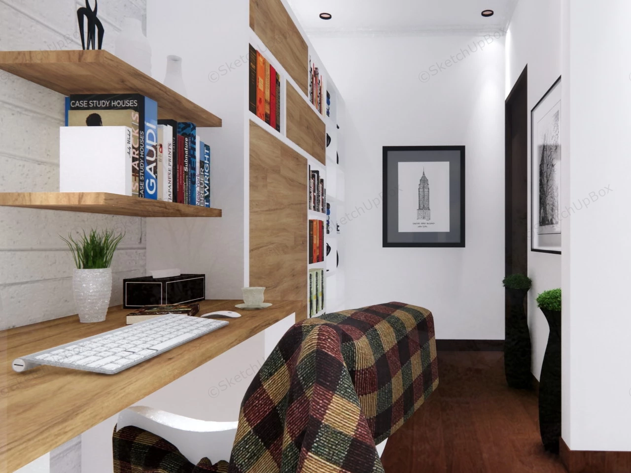 Small Home Office With Bed Idea sketchup model preview - SketchupBox