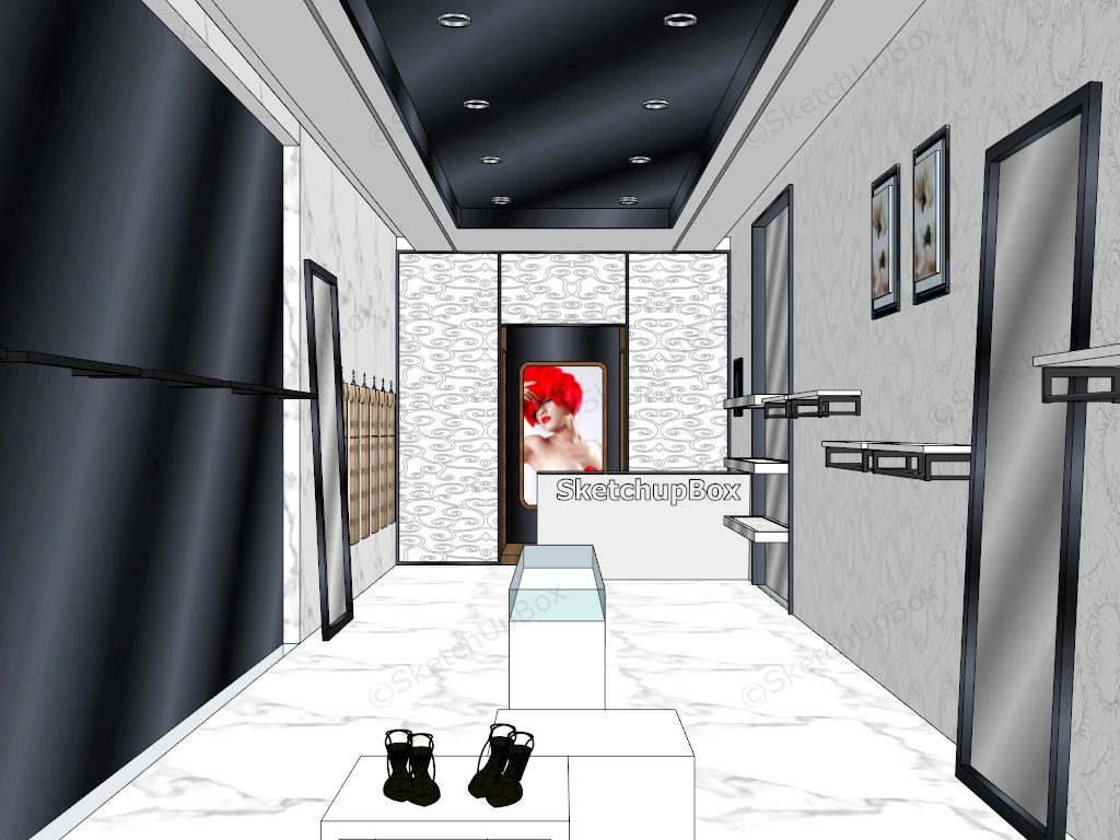 Small Clothing Store Interior Design sketchup model preview - SketchupBox