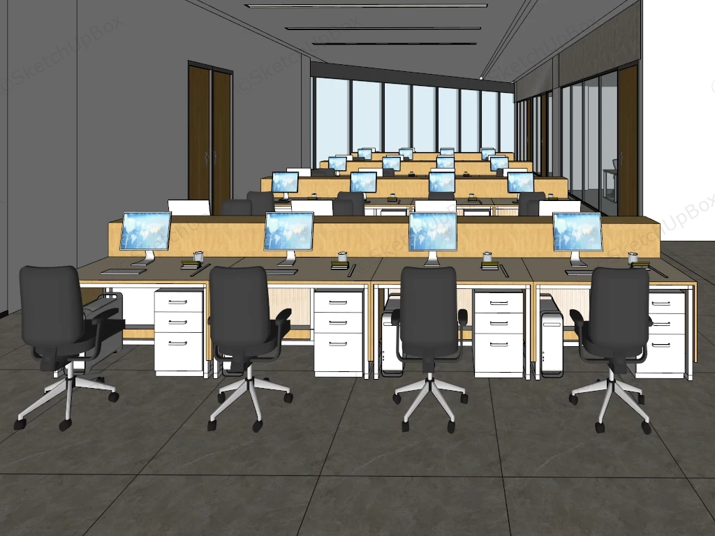 Modern Office Spaces Interior Design sketchup model preview - SketchupBox