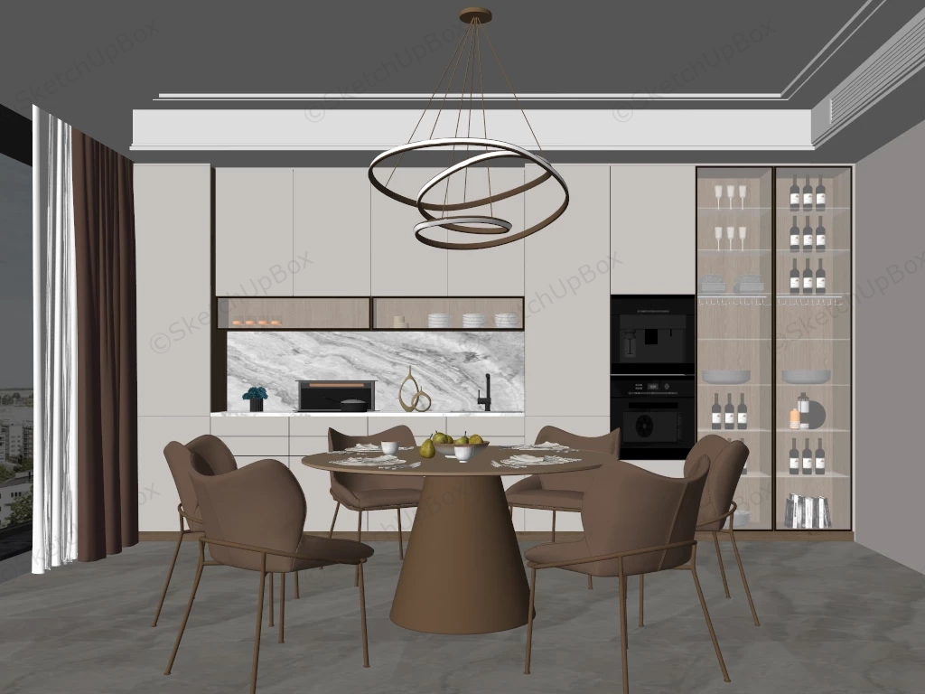 Kitchen And Dining Room Combo sketchup model preview - SketchupBox