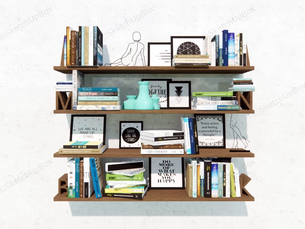 Wall Mounted Bookshelves sketchup model preview - SketchupBox
