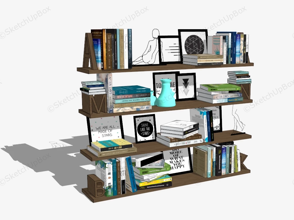 Wall Mounted Bookshelves sketchup model preview - SketchupBox