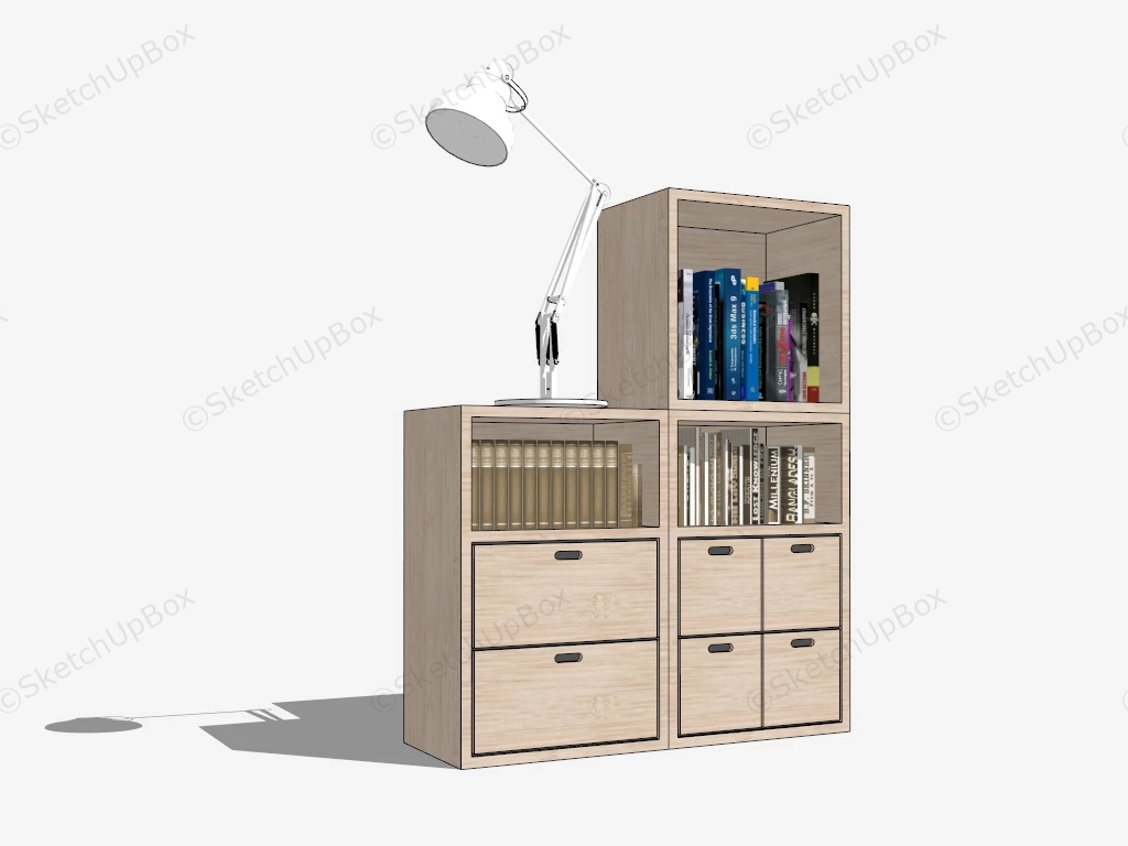 Bookcase With Drawers sketchup model preview - SketchupBox