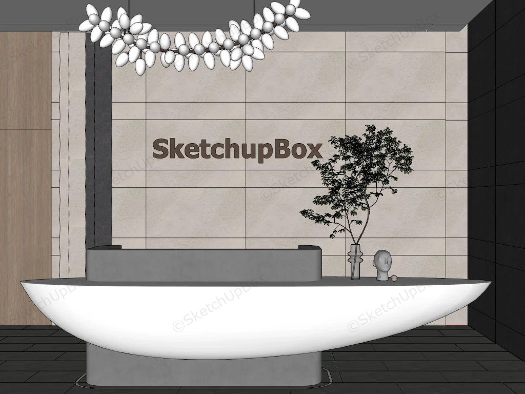Unique Hotel Reception Counter sketchup model preview - SketchupBox