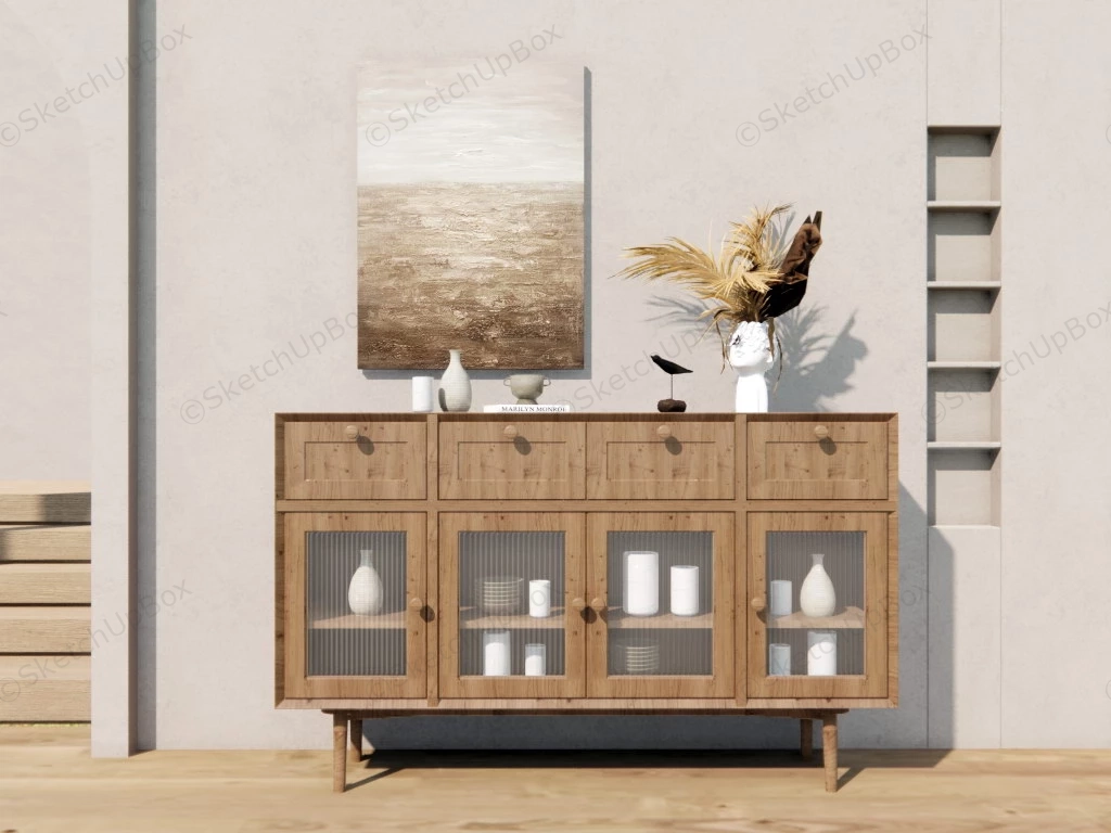 Wood Sideboard Buffet Cabinet sketchup model preview - SketchupBox