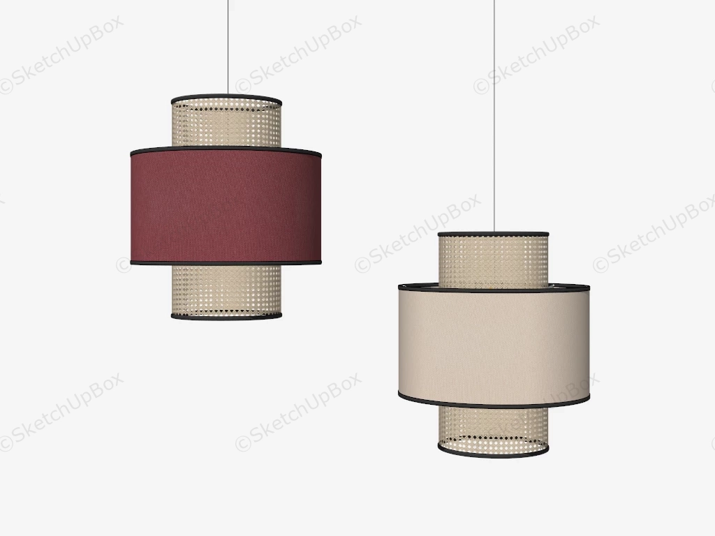 Colored Bamboo Drum Pendant Lights sketchup model preview - SketchupBox
