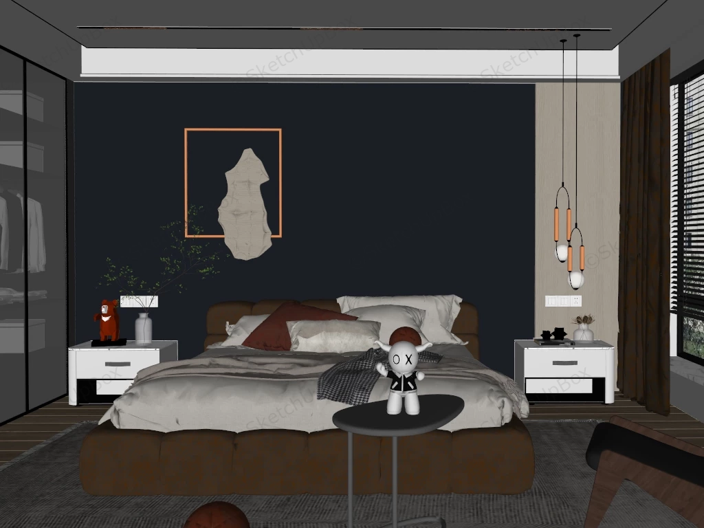 Stylish Bedroom Design Inspiration sketchup model preview - SketchupBox