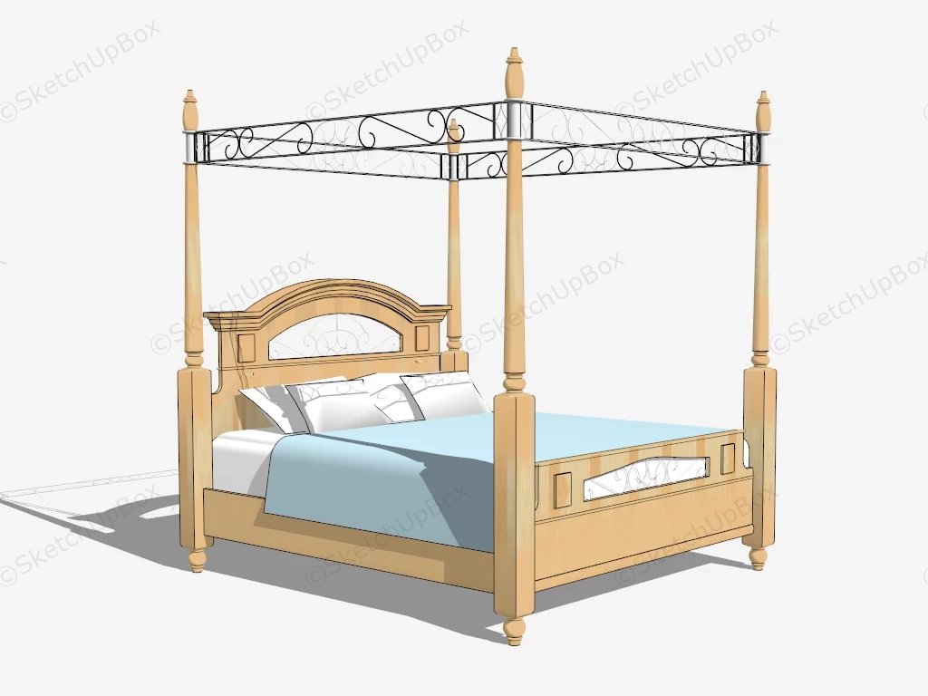 Classic Four Poster Bed sketchup model preview - SketchupBox