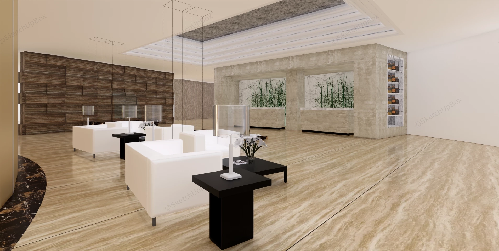 Hotel Lobby Lounge Idea sketchup model preview - SketchupBox