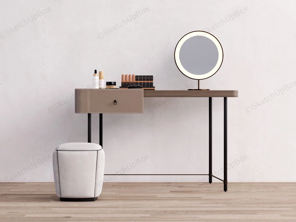 Vanity Table With Mirror And Stool sketchup model preview - SketchupBox