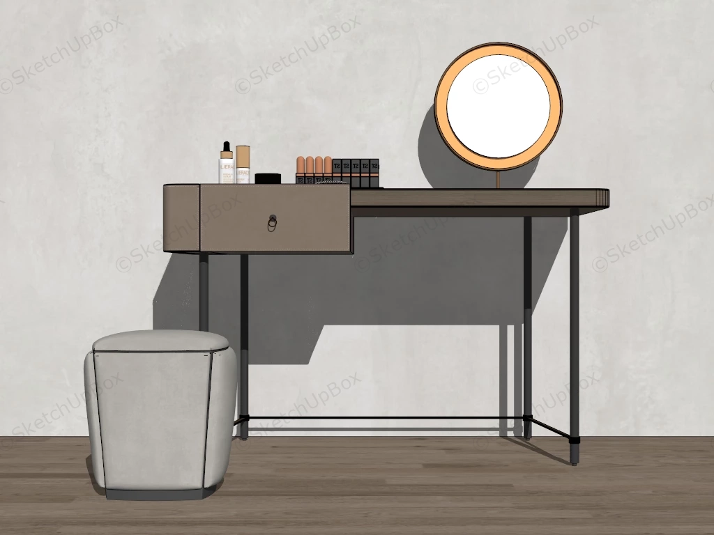 Vanity Table With Mirror And Stool sketchup model preview - SketchupBox