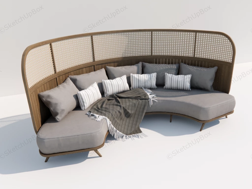 Curved Rattan Sofa sketchup model preview - SketchupBox
