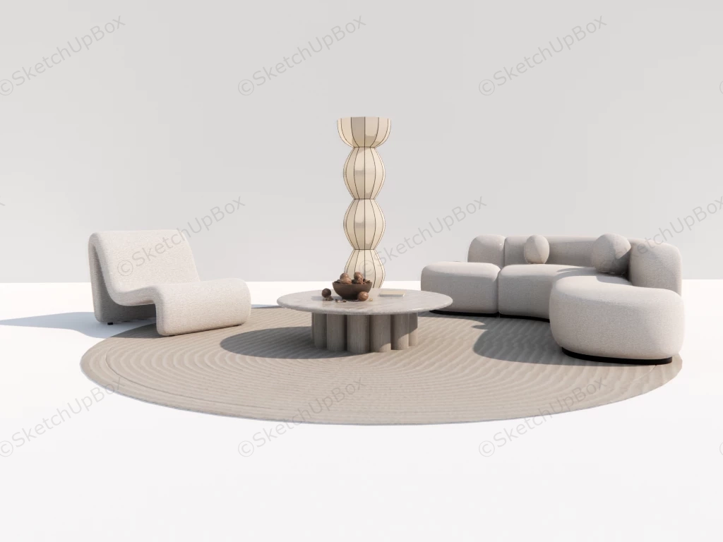 Modern Zen Living Room Furniture sketchup model preview - SketchupBox