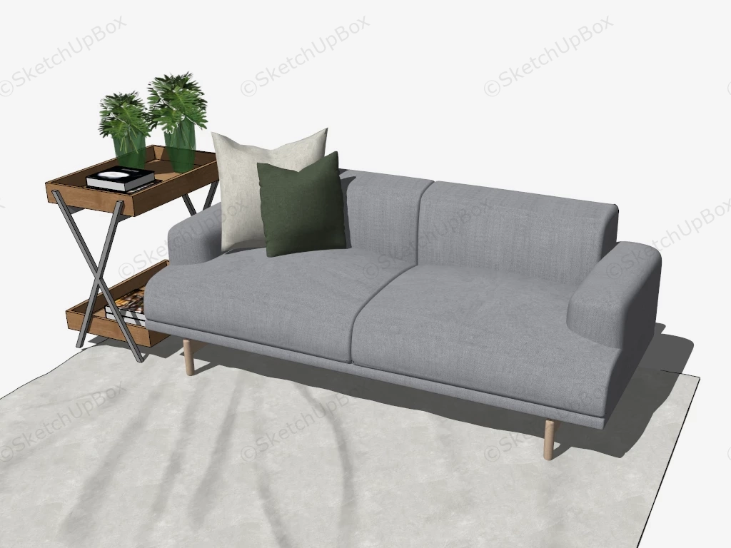 Loveseat With Side Table sketchup model preview - SketchupBox