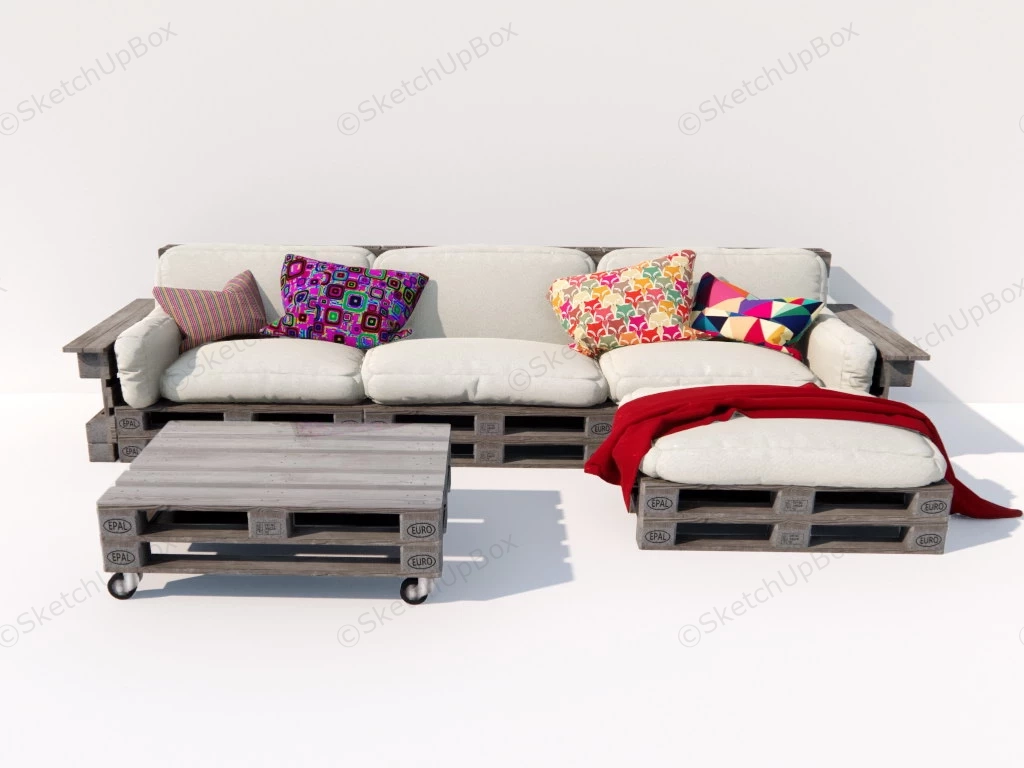 Pallet Sofa And Coffee Table sketchup model preview - SketchupBox
