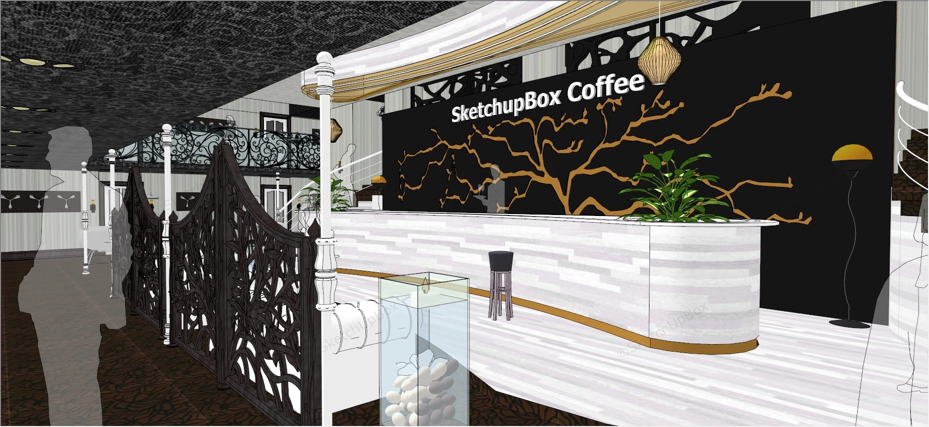 Coffee Bar Interior Design sketchup model preview - SketchupBox