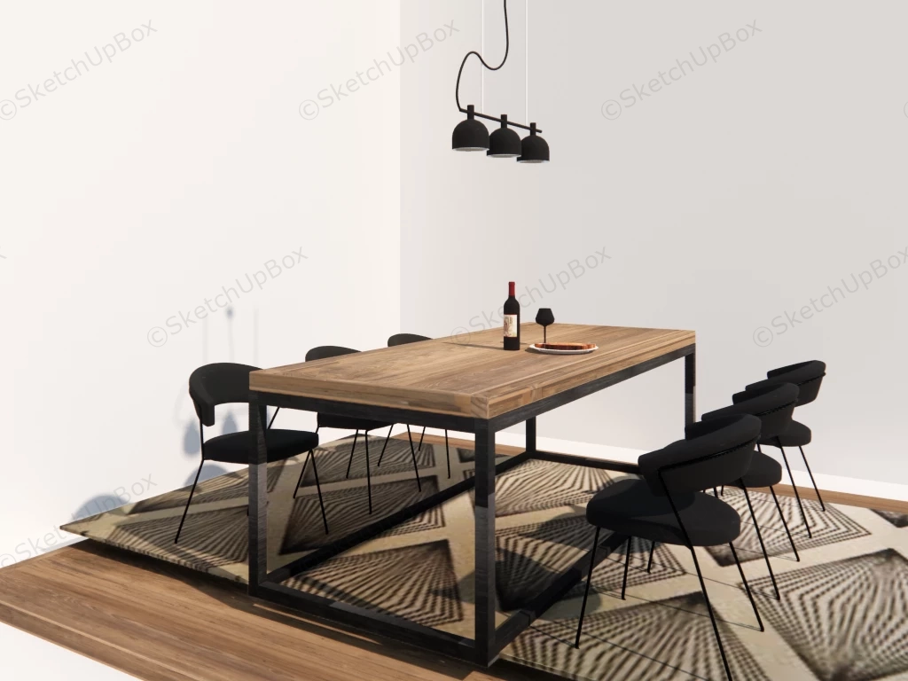 Rustic Industrial Dining Set sketchup model preview - SketchupBox