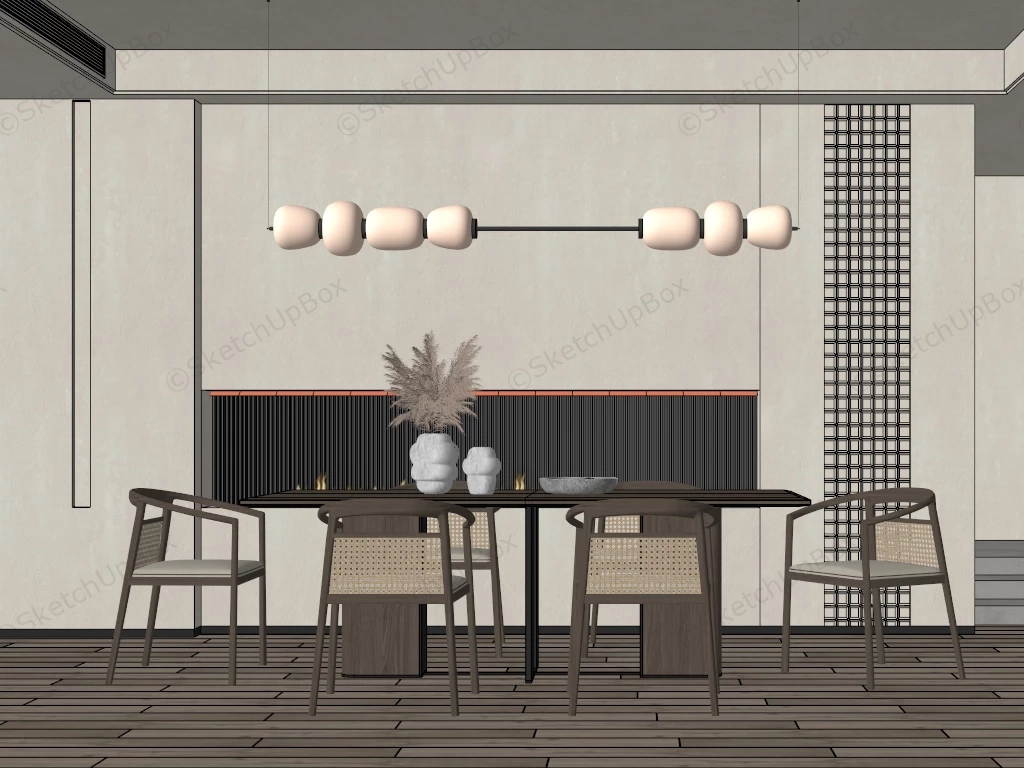 Dining Room With Fireplace Idea sketchup model preview - SketchupBox