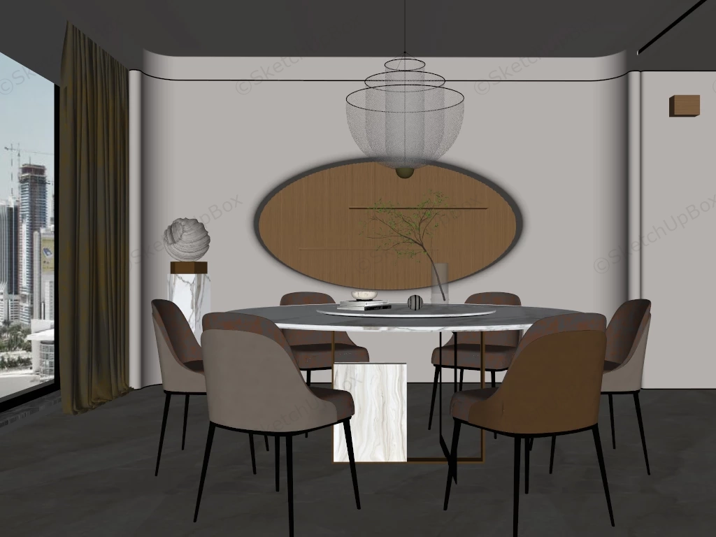 Dining Room With Accent Wall Design sketchup model preview - SketchupBox
