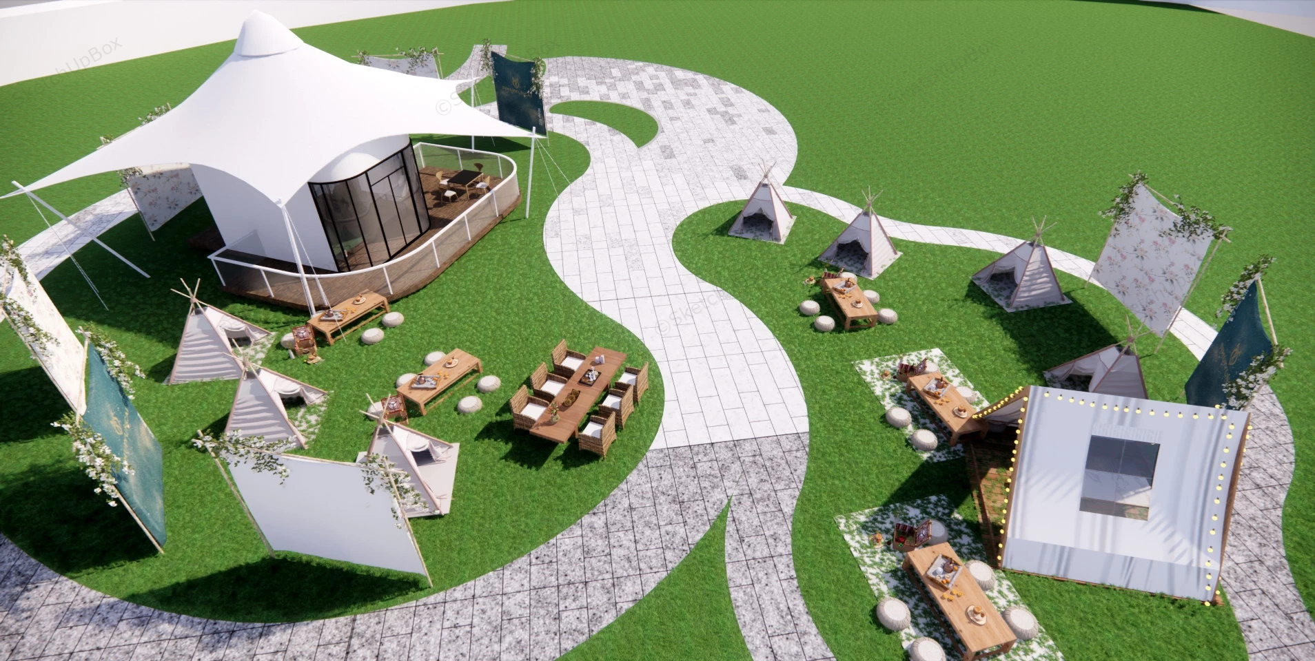 Luxury Glamping Sites sketchup model preview - SketchupBox