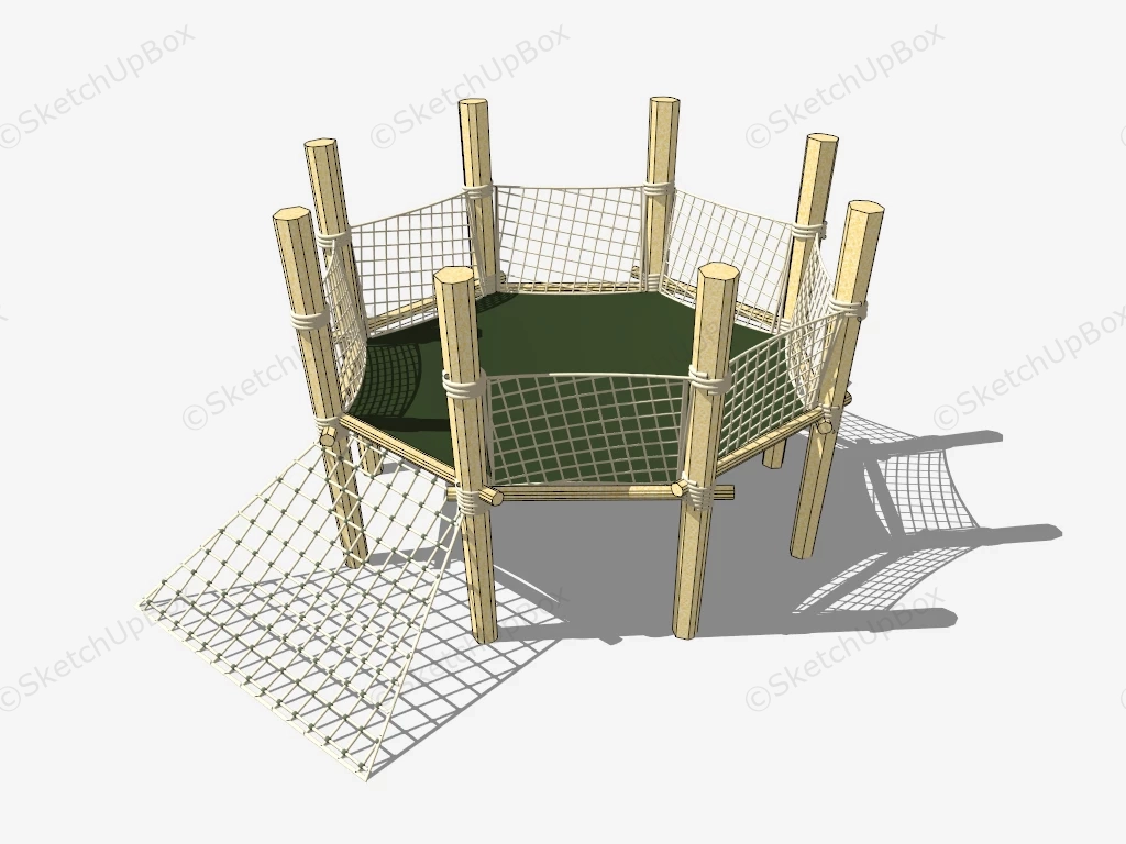 Backyard Trampoline With Safety Net sketchup model preview - SketchupBox