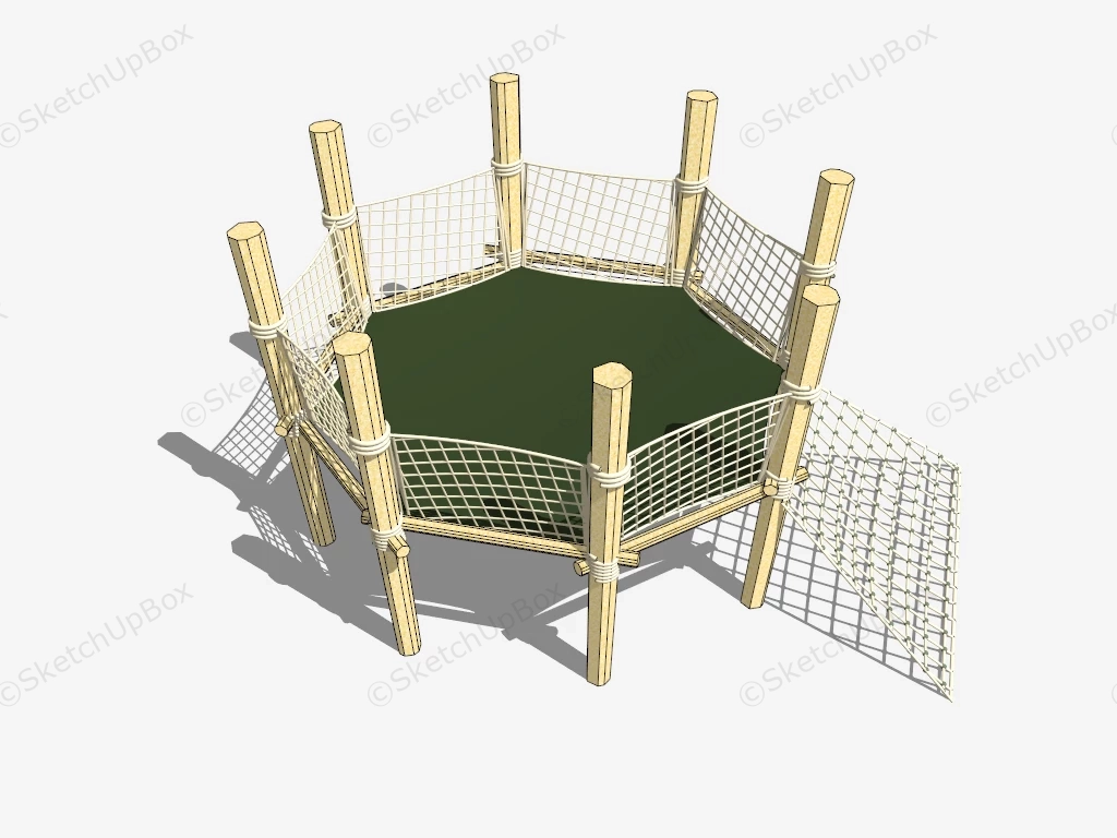 Backyard Trampoline With Safety Net sketchup model preview - SketchupBox