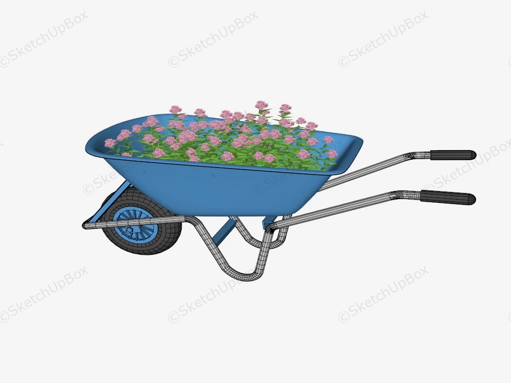 Wheelbarrow Flower Planter Idea sketchup model preview - SketchupBox