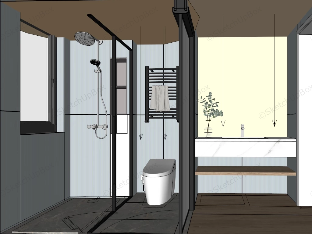 Separate Small Bathroom Idea sketchup model preview - SketchupBox