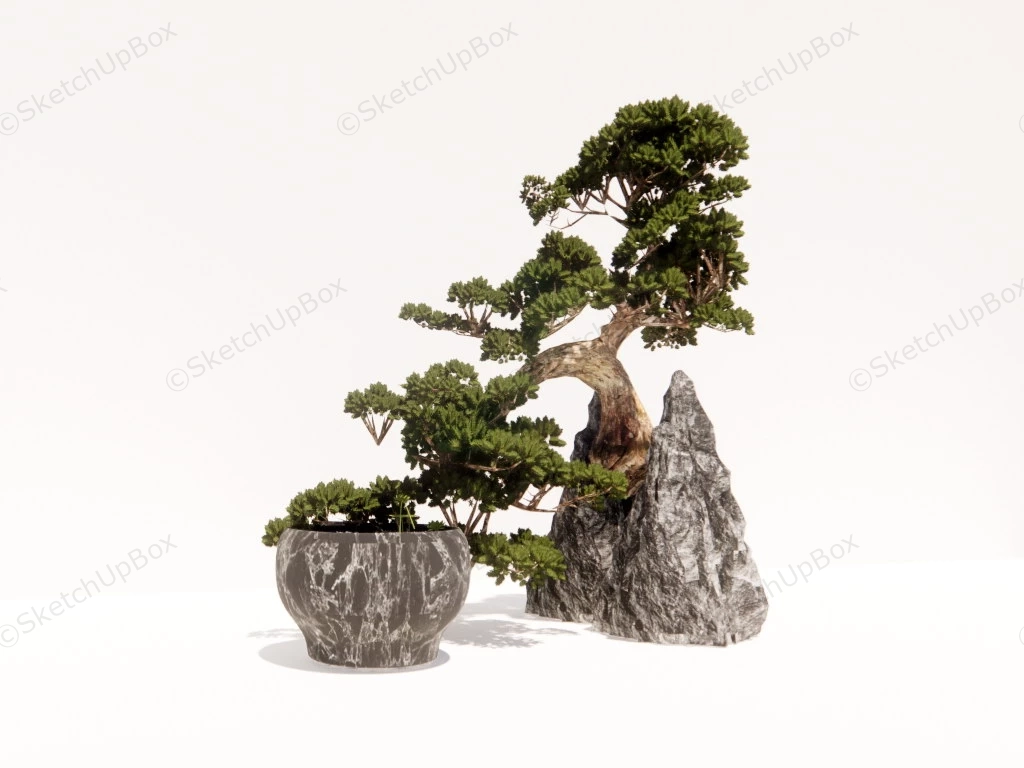 Rock Bonsai Tree sketchup model preview - SketchupBox