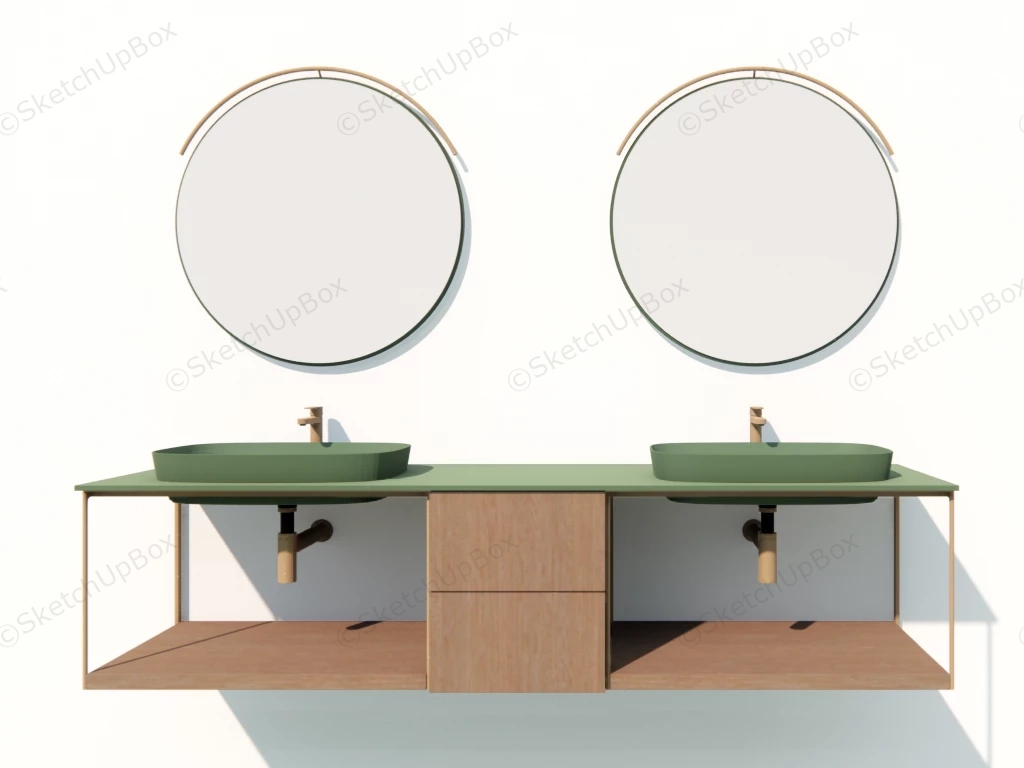 Double Sink Bathroom Vanity sketchup model preview - SketchupBox