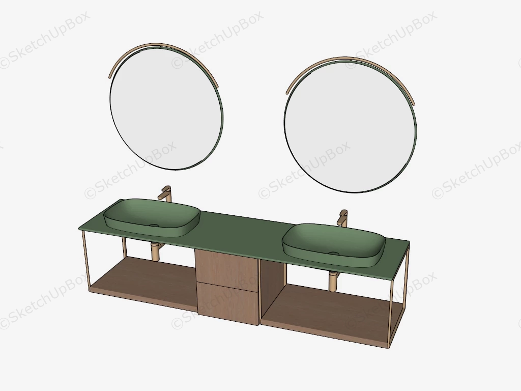 Double Sink Bathroom Vanity sketchup model preview - SketchupBox