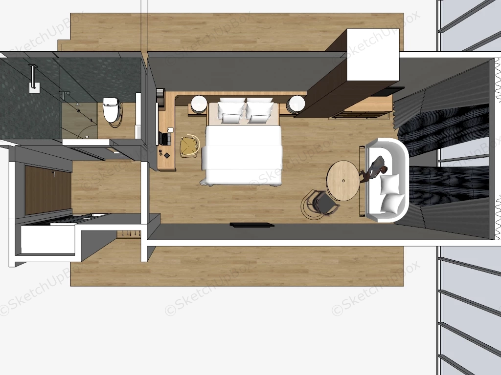 Deluxe Single Room Design sketchup model preview - SketchupBox