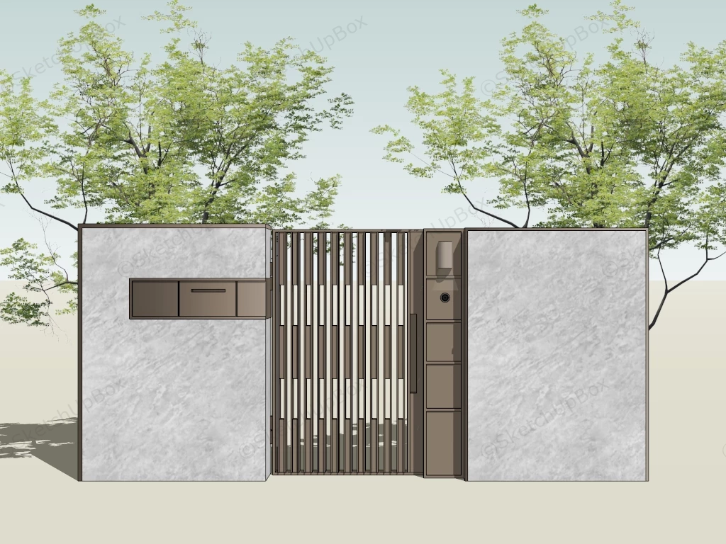 Residential Courtyard Entry Gate sketchup model preview - SketchupBox