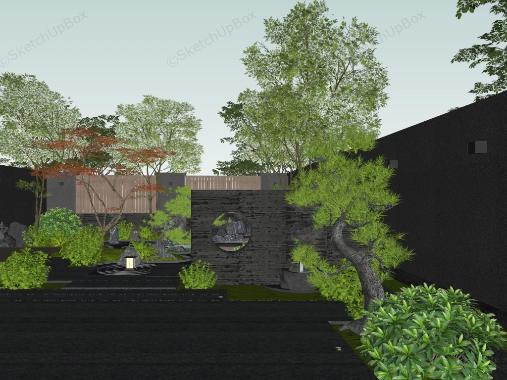 Backyard Japanese Garden Idea sketchup model preview - SketchupBox
