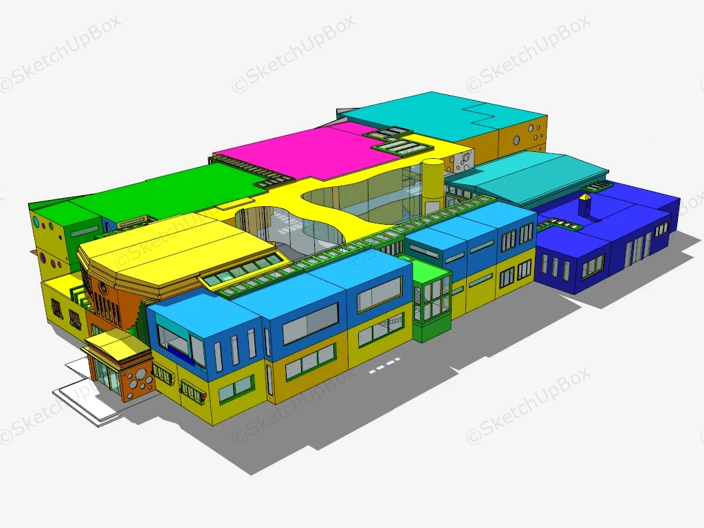 Colorful Kindergarten Architecture Design sketchup model preview - SketchupBox