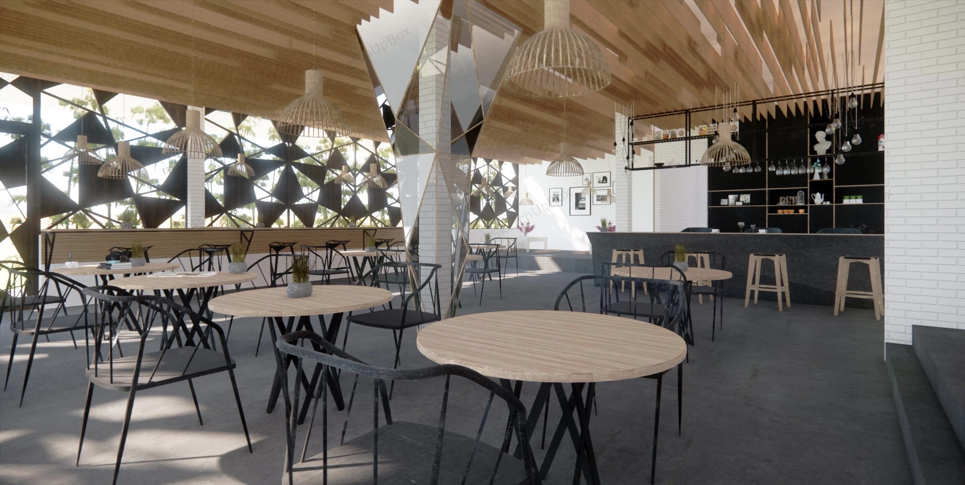 Industrial Coffee Shop Interior Design sketchup model preview - SketchupBox