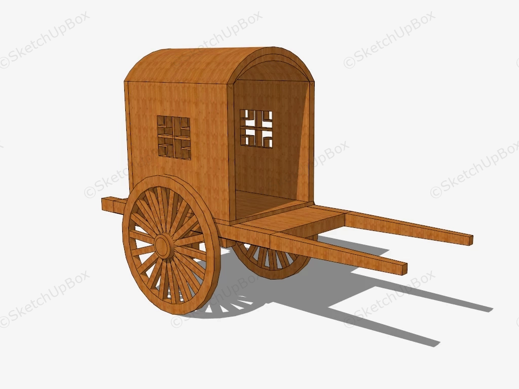 Mid Century Wooden Carriage sketchup model preview - SketchupBox