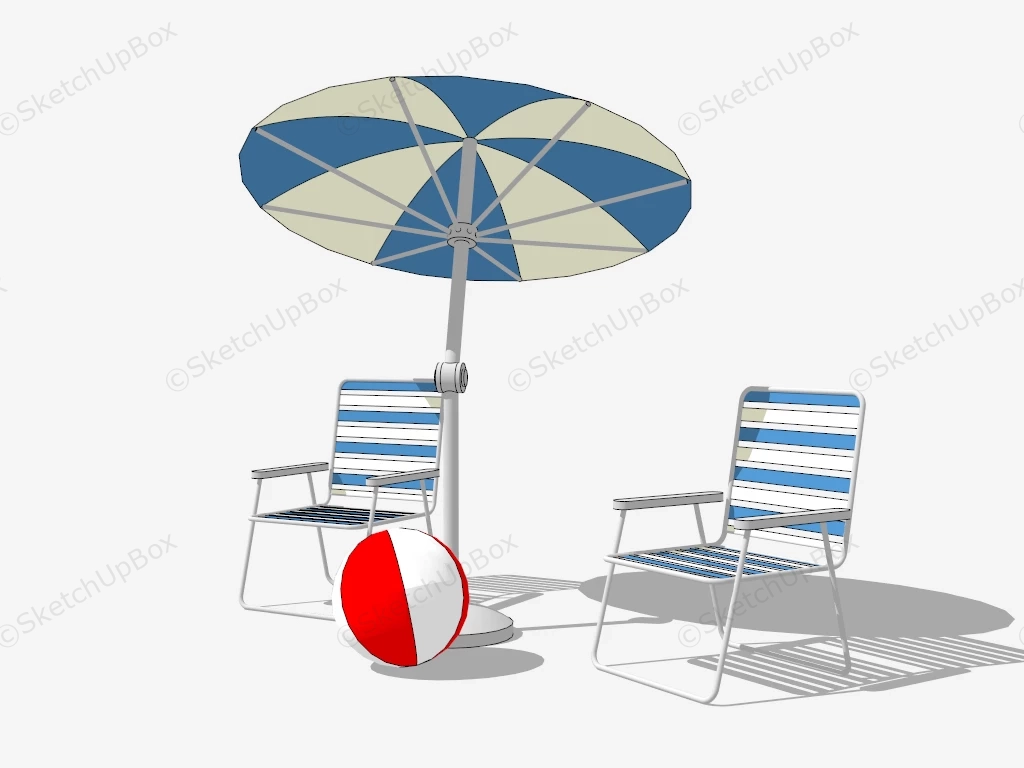Deck Chairs And Umbrella sketchup model preview - SketchupBox