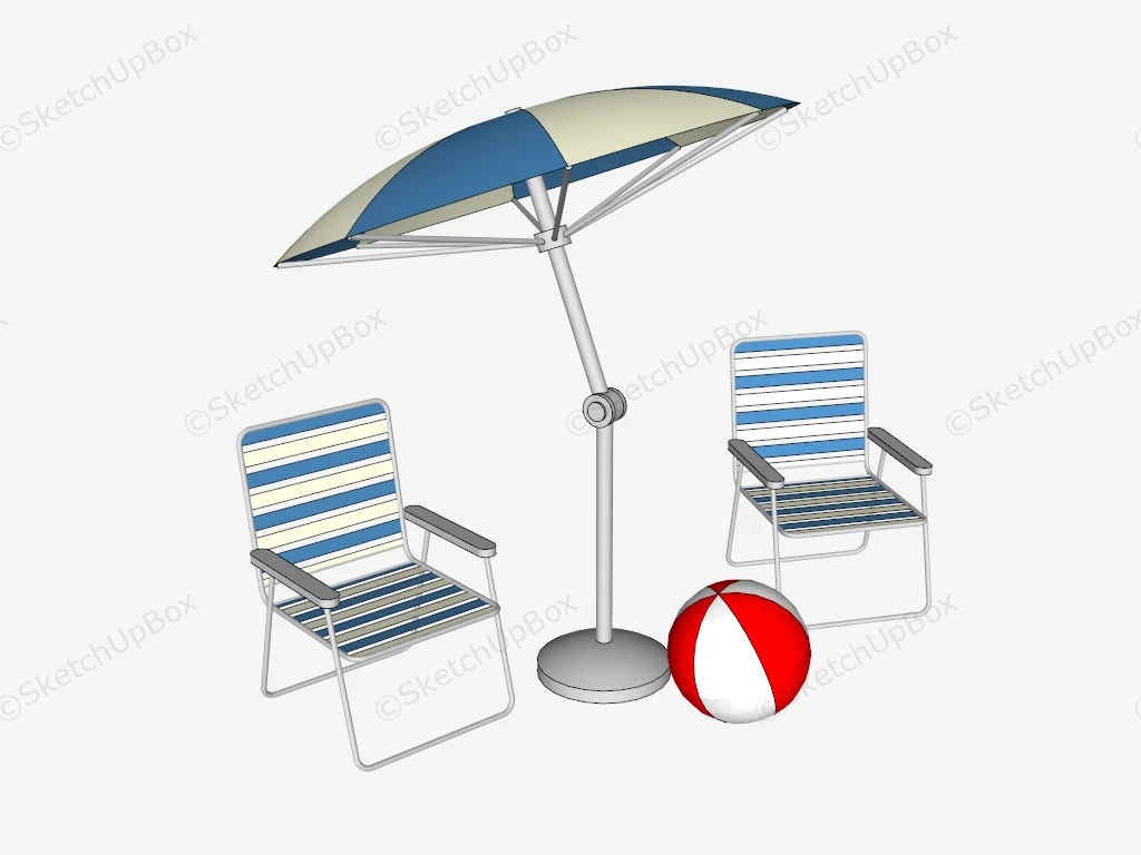 Deck Chairs And Umbrella sketchup model preview - SketchupBox