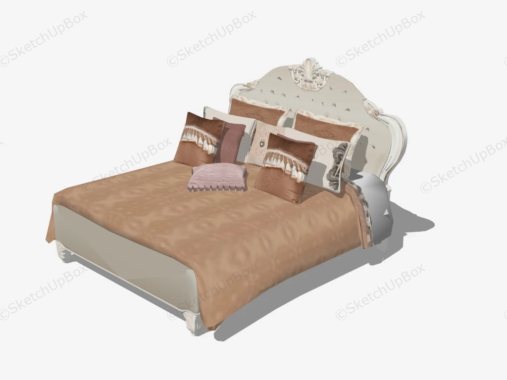 Antique French Style Bed sketchup model preview - SketchupBox