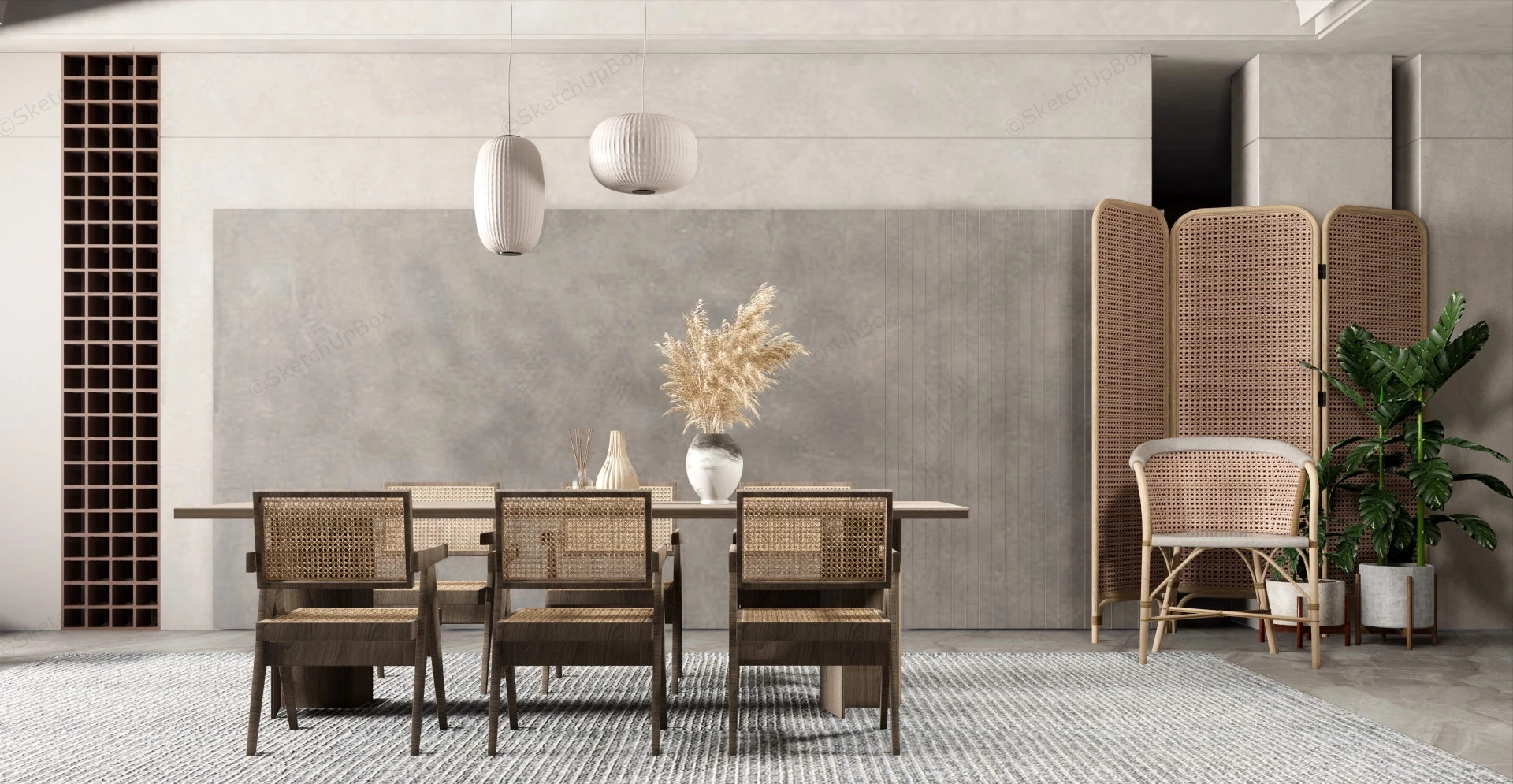 Dining Room With Accent Wall Idea sketchup model preview - SketchupBox