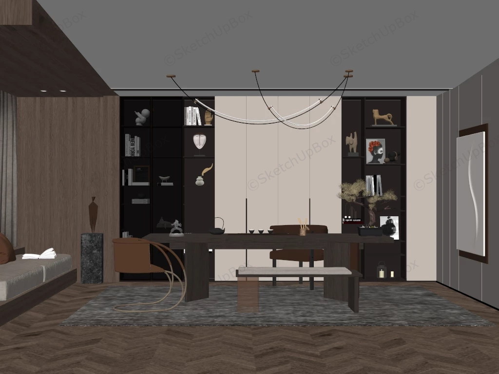 Asian Home Office Tea Room Combo sketchup model preview - SketchupBox
