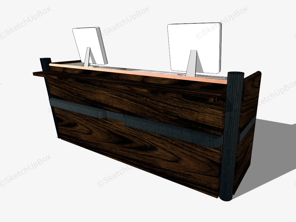 Rustic Wood Reception Desk sketchup model preview - SketchupBox