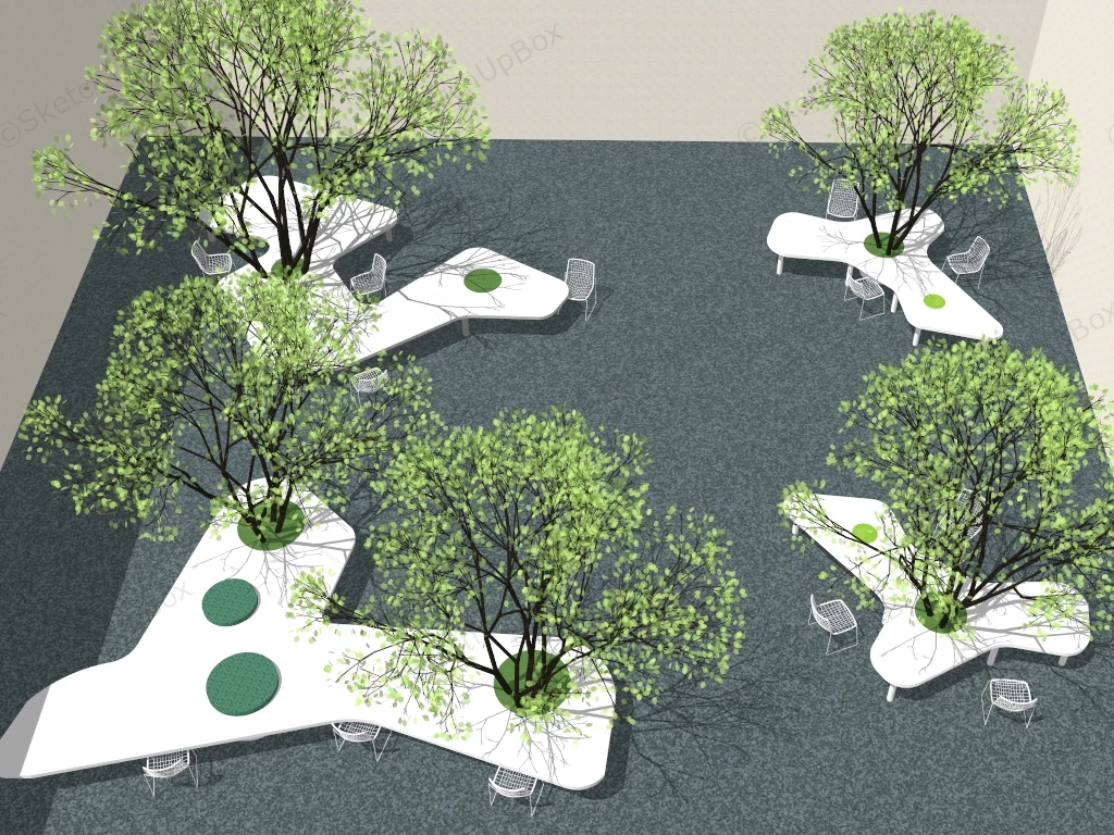 Urban Park Tree Bench Design sketchup model preview - SketchupBox